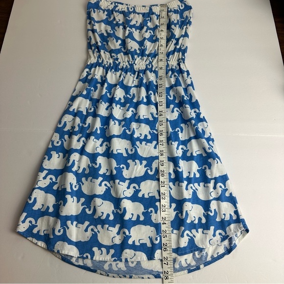 Lilly Pulitzer Windsor Strapless Dress XS Tusk In Sun Blue White Elephants Pima - Picture 4 of 8